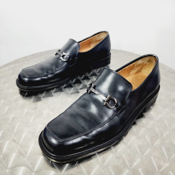 Salvatore Ferragamo Other - Vintage Salvatore Ferragamo Black Leather Slip on Moccasin Gancini Horsebit 8.5D